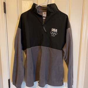 Team USA 2012 London Olympics Gray Black Full Zip Mock Neck Fleece Jacket